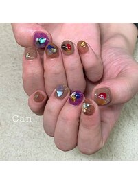パーツで彩るショートネイル☆