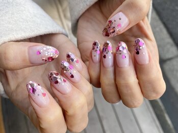 ネイルアルケー(Nail ARCHE)/キラキラハートホロネイル