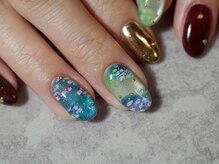 ネイル アトリエ コモード(nail atelier Comodo)/絵画ネイル[水辺の影]