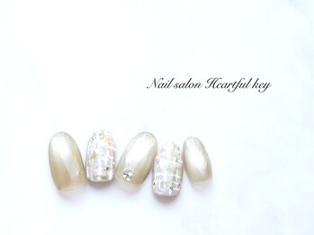 ネイルサロン ハートフルキー(Heartful key)/ツイード×艶マグ¥10500