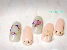 フランセス(Frances)/押し花ピンクネイル