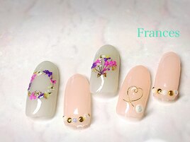 押し花ピンクネイル