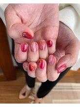 ユージューネイルルーム(UJU nail room)/赤系マグネットマーブル