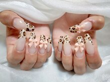 プティ アイビューティ 京橋店(peTiT eyebeauty)/レオパード柄　リボン　フレンチ