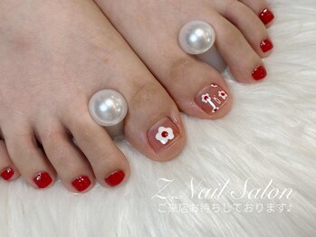 ゼットネイル(Z.Nail)/フット☆花のデザイン♪