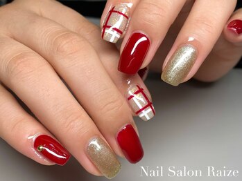 ライズ 本町店(Raize)/チェックネイル/ボルドー/アート