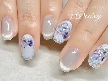 デイジー 藤沢(Daisy)/紫陽花ネイル　押し花ネイル