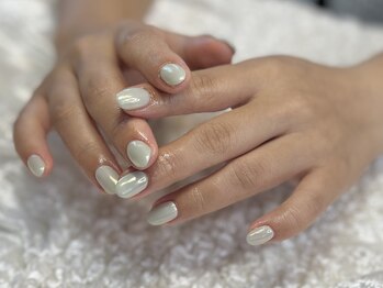 チアリーネイル(cheery Nail)/ホワイトパールミラーネイル