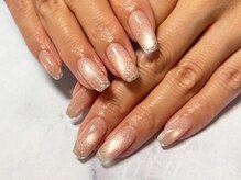 アルネイル(arunail)/ガラスフレンチ＋マグネット