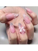 ザ バーム 船橋店(THE BALM)/リボンフレンチネイル/ラメグラ