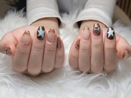 べっこうフレンチスターネイル