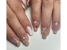 ブルー(Blue)/ビジューネイル／カラフルネイル