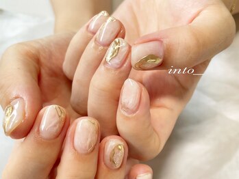 ネイルサロン イントゥ(into_)/ブライダル　ミラー　ゴールド