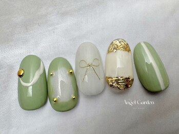 エンジェルガーデンネイル 池袋店(Angelgarden nail)/トレンド♪ワイヤーリボンネイル
