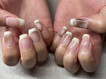 ノラネイル ウメダ(NORA nail UMEDA)/フレンチもやもやネイル