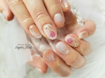 シュガーネイル(sugar nail)/ふわふわチューリップネイル