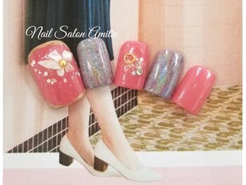ネイルサロン アミティエ(Nail Salon Amitie)/シェルストーンのフラワーfoot