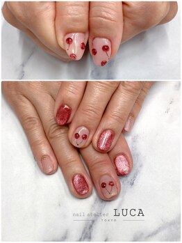ネイルアトリエルカ(nail atelier LUCA)/W-603 春色さくらんぼネイル
