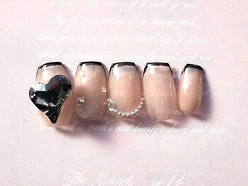 ビューティルーム ミセル(beautyroom miseru)/黒フレンチ/でかパーツ/ハート