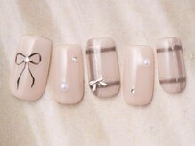 アイネイルズ 天神今泉店(I-nails)/リボンチェックベージュ