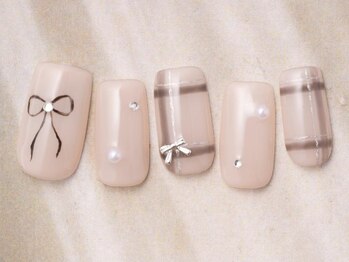 アイネイルズ 天神今泉店(I-nails)/リボンチェックベージュ