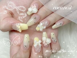 パステルイエロー/夏ネイル