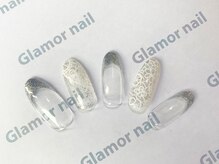グラマーネイル(Glamor nail)/ラメフレンチ×レース