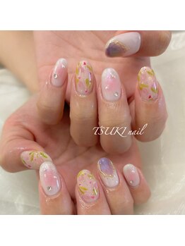ツキネイル(TSUKI nail)/押し花チューリップネイル
