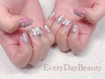 エブリデイビューティ 池袋店(EveryDay Beauty)/リボン×ぷっくりシェルネイル