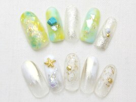 グリーン夏ネイル