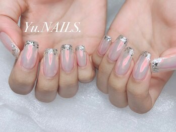 ユーネイルズ 恵比寿(Yu.NAILS.)/オーロラガラスフレンチネイル