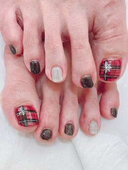 メグ(meg)/フットネイルタータンチェック