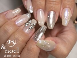 冬ネイル リボンパーツ ホワイト