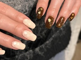 大人ハート埋め込みネイル