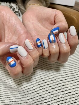 ユージューネイルルーム(UJU nail room)/ブルーチェックネイル