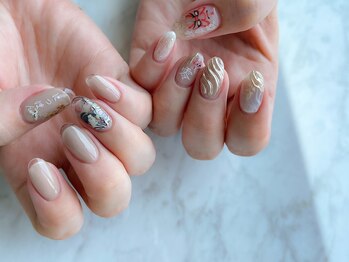 和ネイル×クリアフレンチ