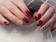 ジョアネイル(JOA Nail)/オフィスネイル/レッド/ストーン