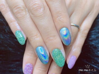 モモネイル(MOMO nail)/フラッシュネイル+ミラーネイル