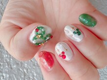 アップネイル/クリスマスハンドネイル