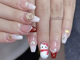 クリスマスキティちゃんネイル