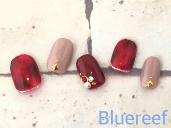 ネイルアンドまつげエクステ ブルーリーフ 四谷三丁目店(Blue Reef)/赤べっ甲ネイル