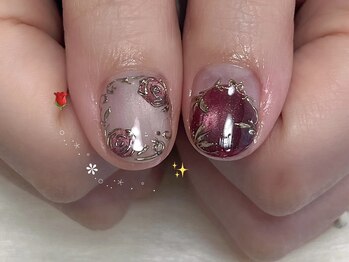 ユーネイルズ(U nails)/手書きアート☆ブライダルネイル