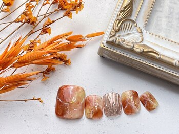 ネイルサロン&スクール ジーナ(GINA)/秋色大理石ネイル