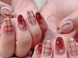 チェック/リボンネイル