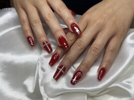 y2k赤スカルプネイル