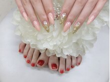 ネイルサロンミキ 横浜(MIKI)/シンプルスカルプ　上品赤フット