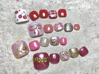 アールラッシュ アンド アールネイル(Rlash & r.nail PRODUCED BYα)/フット4本サンプルアート