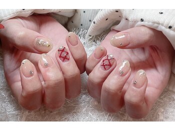 レアネイル 新宿(le'a nail)/赤チェックデザイン