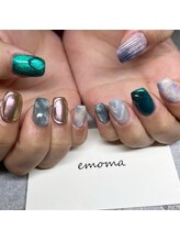 エモマ(emoma)/青マグネット☆ミラーネイル☆