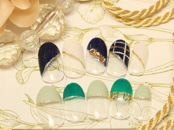 ネイルアンドアイラッシュ リラ 東三国店(Rela)/チェックNAIL/指輪デザインNAIL